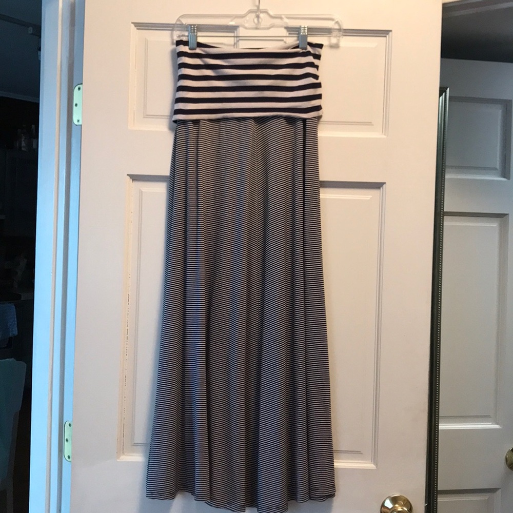 Navy striped maxi skirt